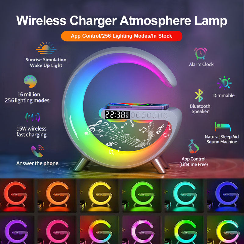 Glamp™   G Shaped RGB LED Lamp & Bluetooth Speaker + Wireless Charger